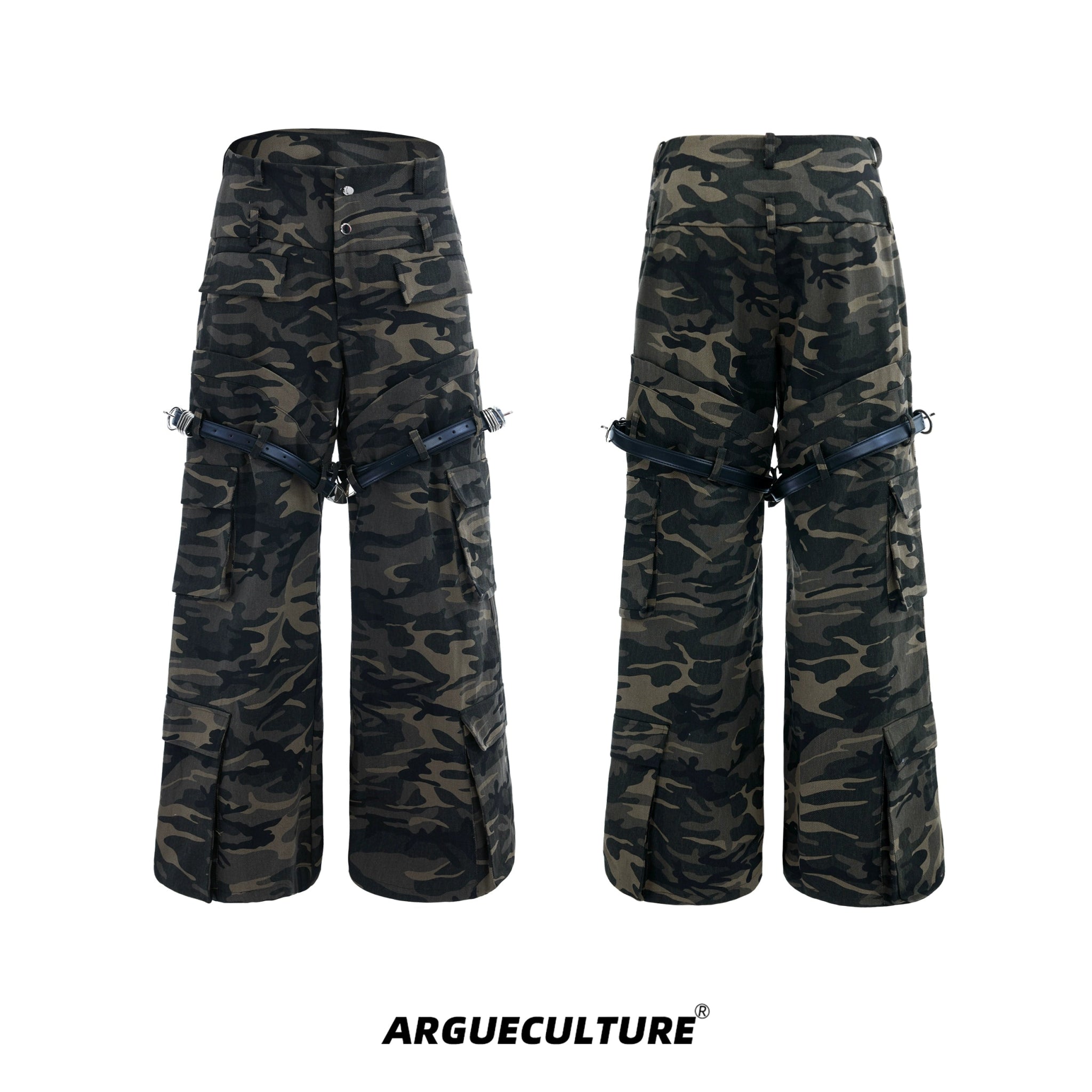 Belted Loose - Fit Vintage Washed Camouflage Cargo Pants - COPPING THREADS - ArguE CulturE
