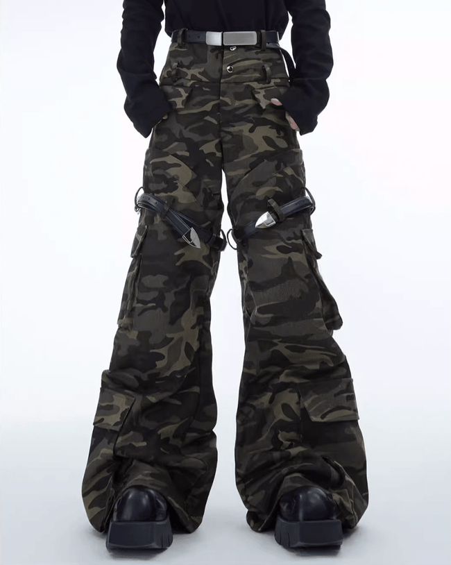 Belted Loose - Fit Vintage Washed Camouflage Cargo Pants - COPPING THREADS - ArguE CulturE Hover Image