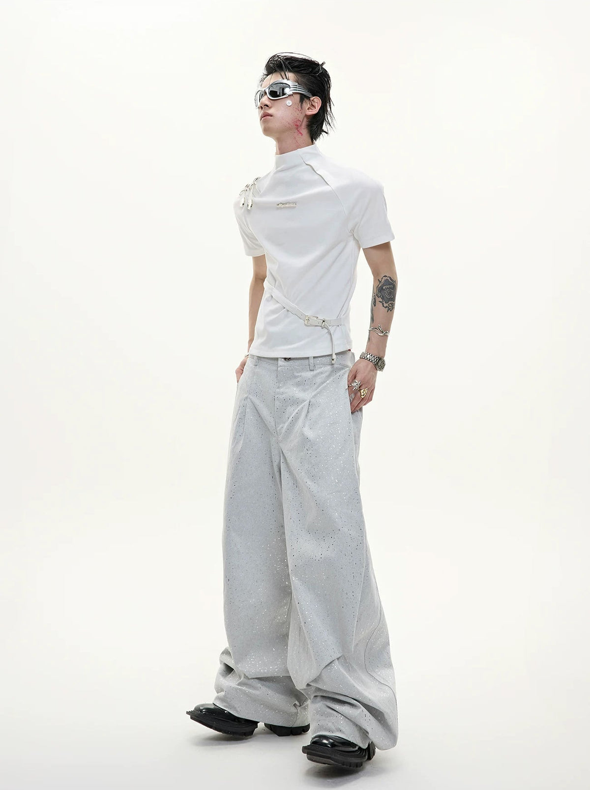 Belted Stand-Collar Fitted T-Shirt - COPPING THREADS - Argue Culture