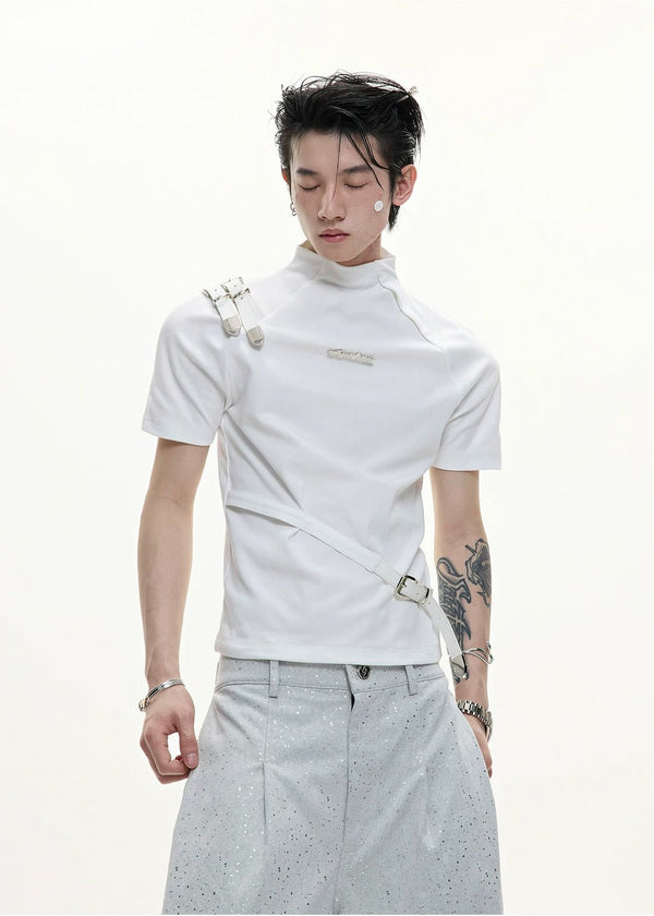 Belted Stand-Collar Fitted T-Shirt - COPPING THREADS - Argue Culture
