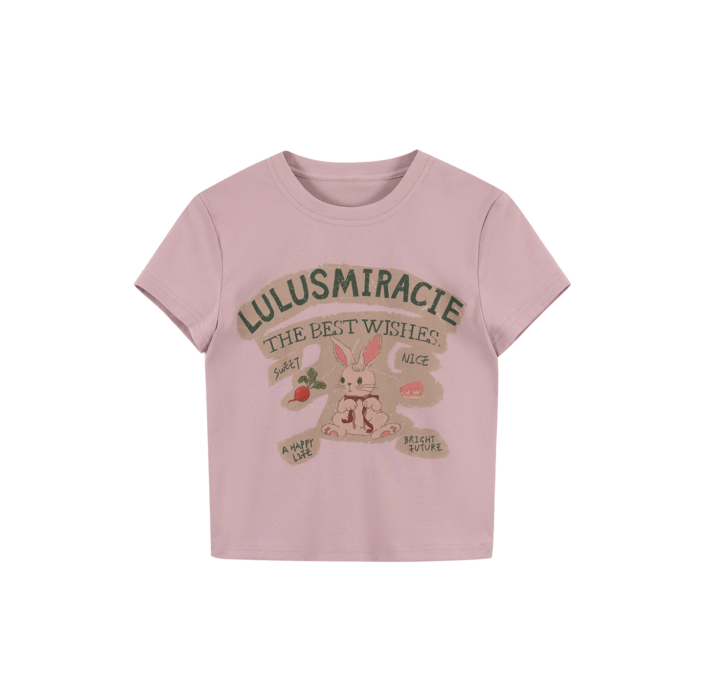 “Best Wishes Bunny” Graphic Fitted Crop Tee - COPPING THREADS - LulusMiracle Hauptbild