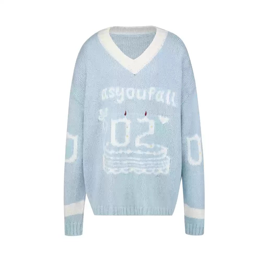 Birthday Cake Candle Intarsia Knit Sweater - COPPING THREADS - AYF