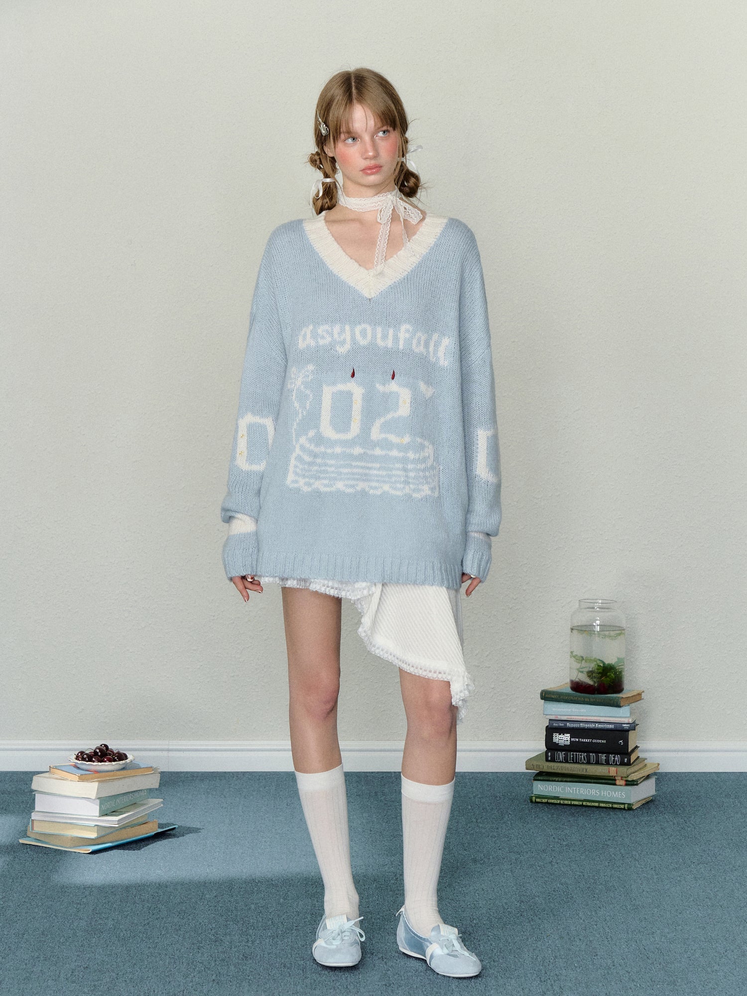 Strickpullover mit Intarsien-Geburtstagskuchen und Kerze Zweitbild