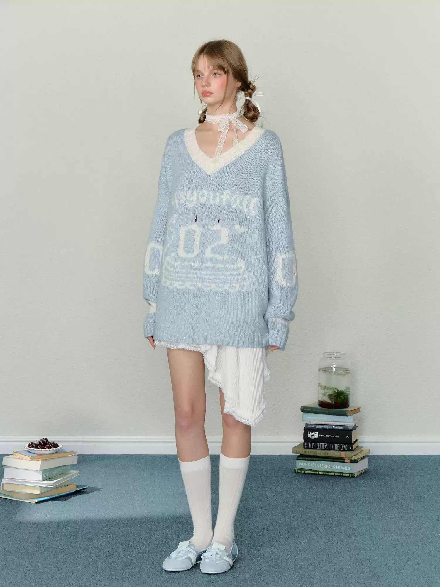 Birthday Cake Candle Intarsia Knit Sweater - COPPING THREADS - AYF