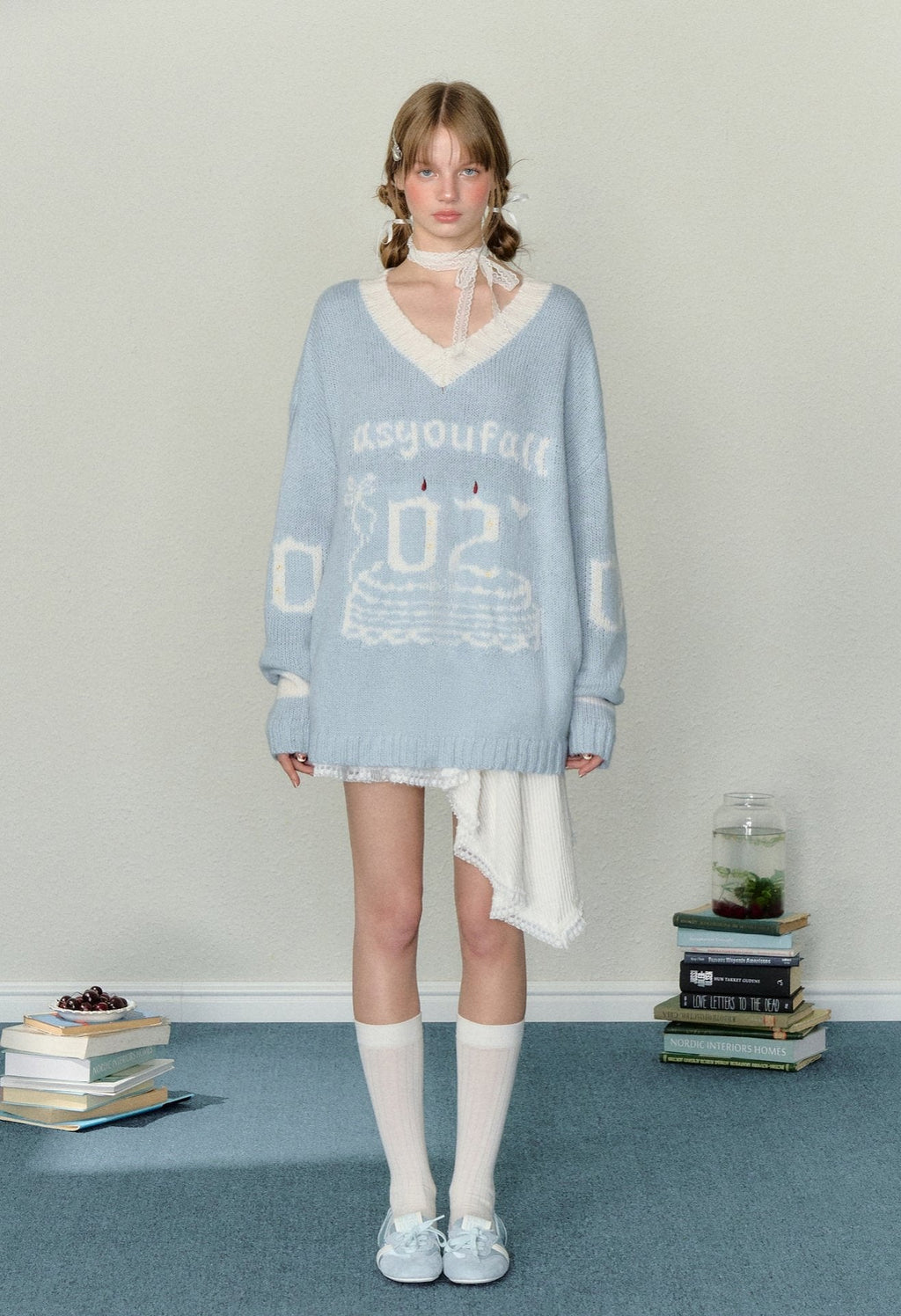 Birthday Cake Candle Intarsia Knit Sweater - COPPING THREADS - AYF