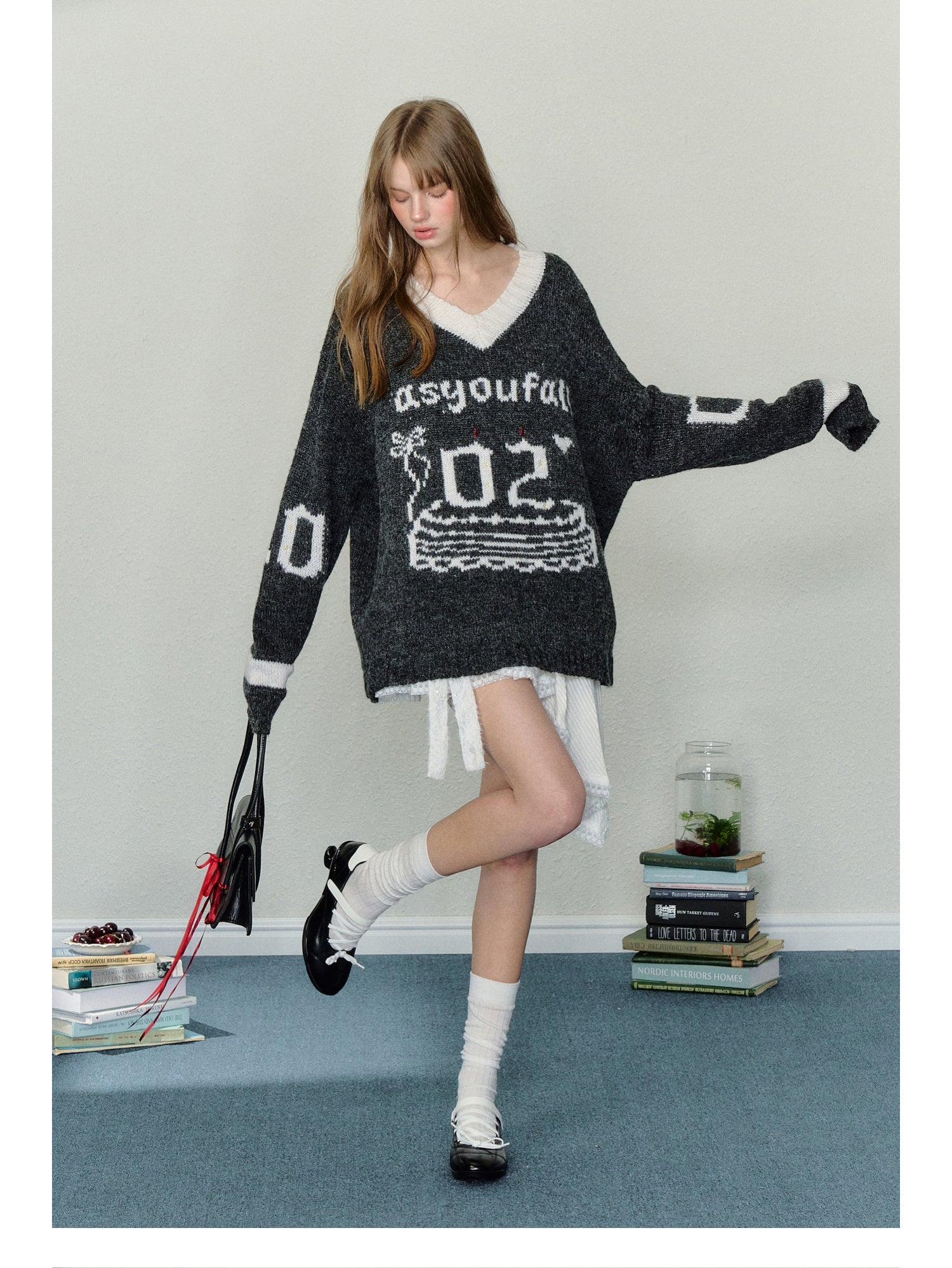 Birthday Cake Candle Intarsia Knit Sweater - COPPING THREADS - AYF