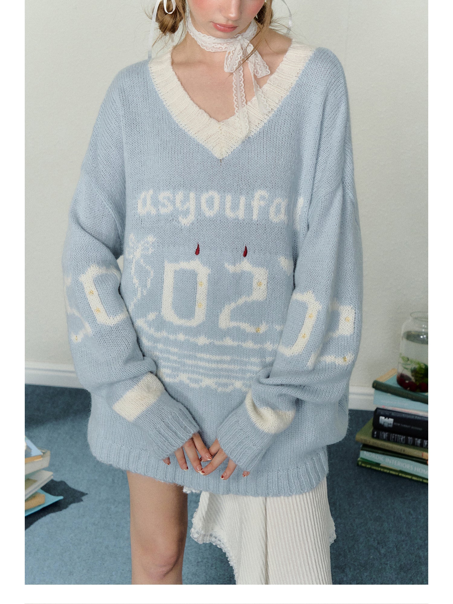 Birthday Cake Candle Intarsia Knit Sweater - COPPING THREADS - AYF