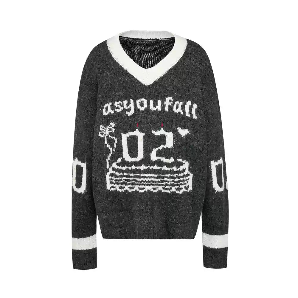 Birthday Cake Candle Intarsia Knit Sweater - COPPING THREADS - AYF