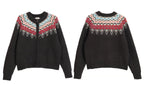 Black Fair Isle Pattern Knit Cardigan - COPPING THREADS - CT Select