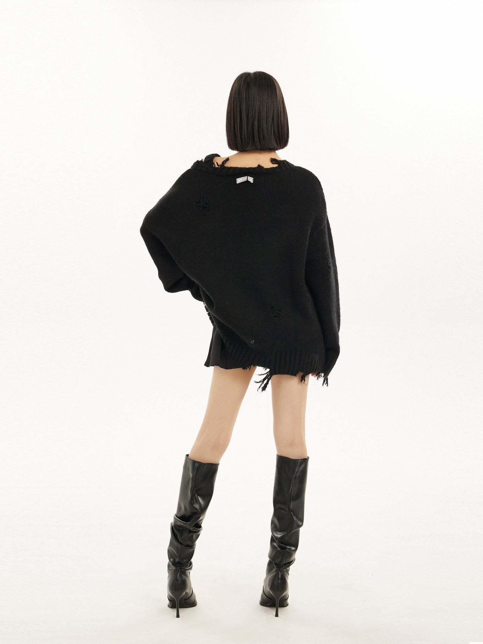 Black Off - Shoulder Butterfly Print Sweater - COPPING THREADS - CT Select