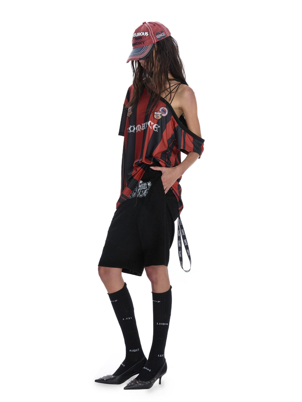 Blokecore Off - Shoulder Striped Jersey Tee - COPPING THREADS - CT Select