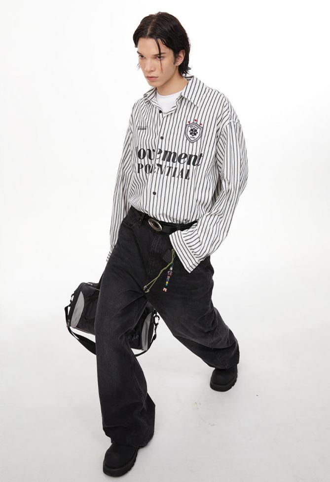 Blokette Vertical Stripe Long Sleeve Jersey Shirt - COPPING THREADS - CHICISLAND