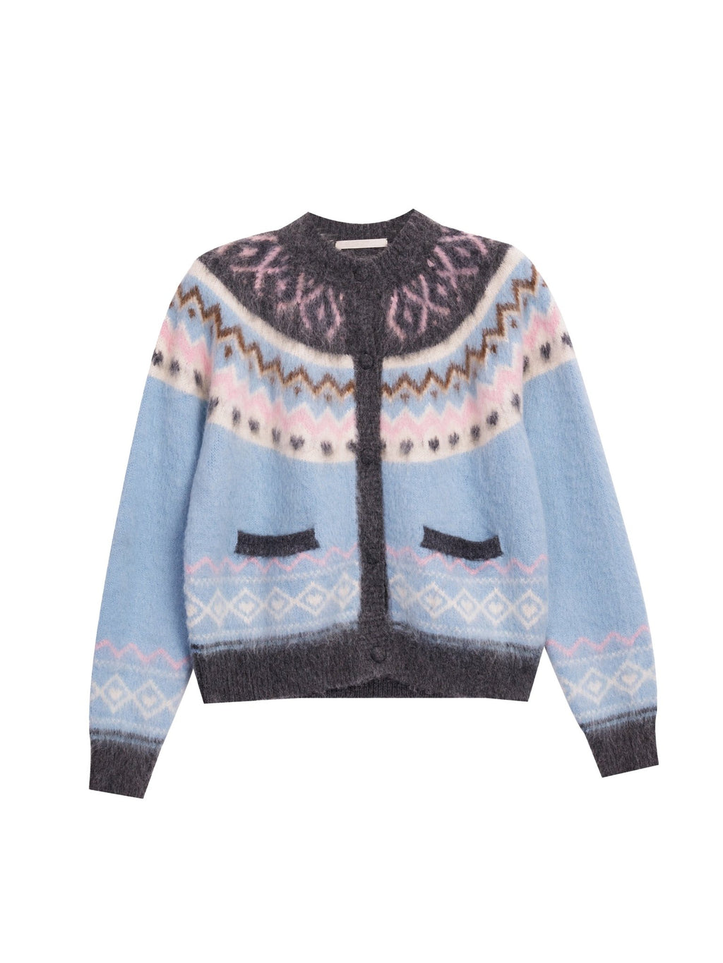 Blue Fair Isle Zip - Up Knit Cardigan Sweater - COPPING THREADS - CT Select