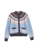 Blue Fair Isle Zip - Up Knit Cardigan Sweater - COPPING THREADS - CT Select