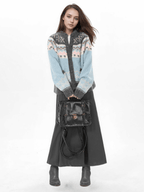 Blue Vintage Fair Isle Pattern Knit Cardigan - COPPING THREADS - CHICISLAND