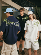 Botanical Embroidered Waffle Knit Polo Shirt - COPPING THREADS - Harsh and Cruel