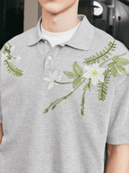 Botanical Embroidered Waffle Knit Polo Shirt - COPPING THREADS - Harsh and Cruel