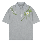 Botanical Embroidered Waffle Knit Polo Shirt - COPPING THREADS - Harsh and Cruel