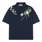 Botanical Embroidered Waffle Knit Polo Shirt - COPPING THREADS - Harsh and Cruel
