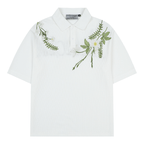 Botanical Embroidered Waffle Knit Polo Shirt - COPPING THREADS - Harsh and Cruel