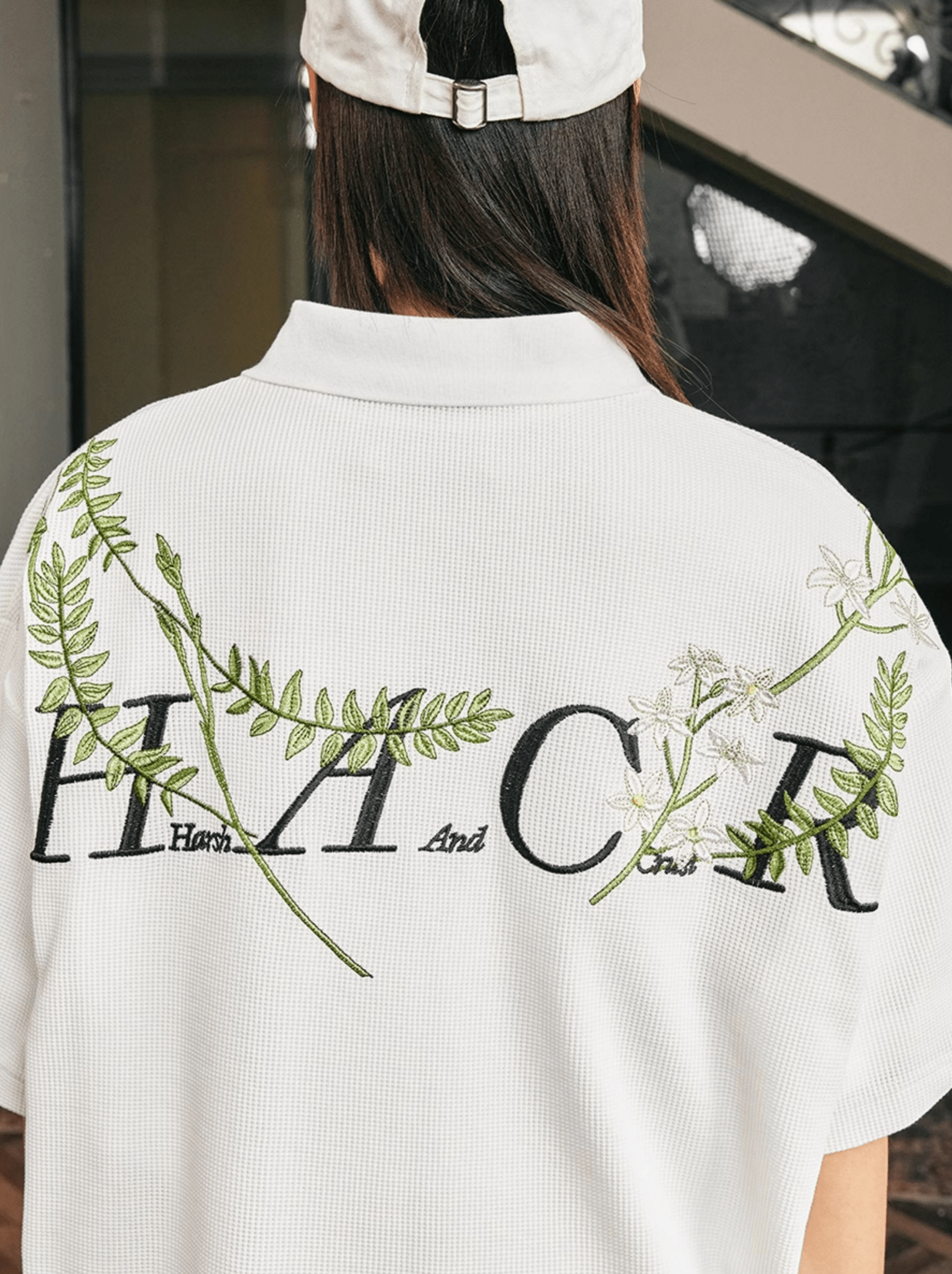 Botanical Embroidered Waffle Knit Polo Shirt - COPPING THREADS - Harsh and Cruel
