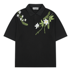 Botanical Embroidered Waffle Knit Polo Shirt - COPPING THREADS - Harsh and Cruel