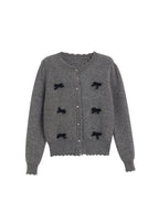 Bow Accent Cardigan Knit Sweater - COPPING THREADS - CT Select