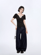 Bow Cutout V - Neck Fitted Tee - COPPING THREADS - CT Select