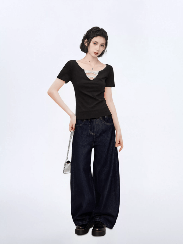 Bow Cutout V - Neck Fitted Tee - COPPING THREADS - CT Select