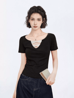 Bow Cutout V - Neck Fitted Tee - COPPING THREADS - CT Select