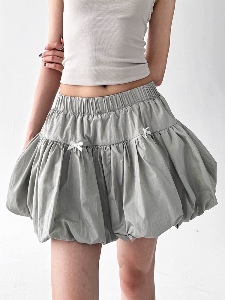 Bow-Detail Bubble-Hem Mini Skirt - CT091 서브 이미지