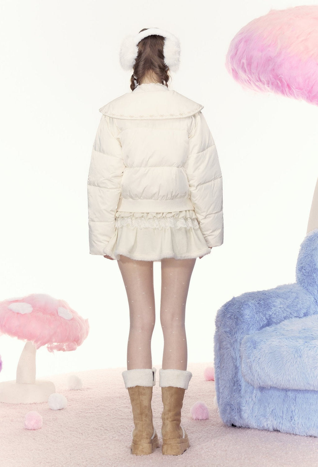 Bow Double Zipper Short Puffer Jacket - COPPING THREADS - AYF