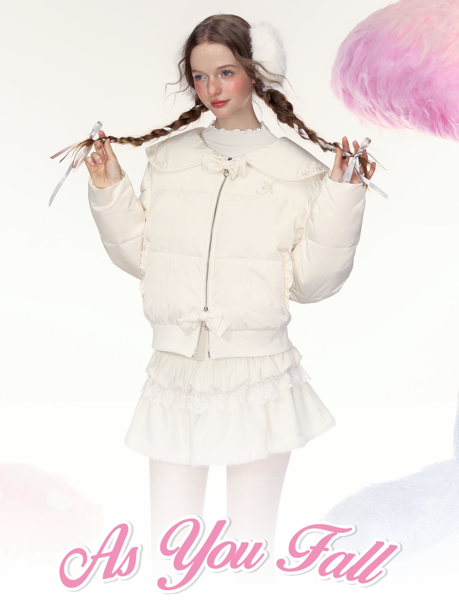 Bow Double Zipper Short Puffer Jacket - COPPING THREADS - AYF