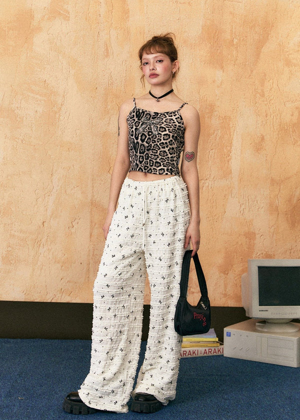 Bow Lace Trim Straight - Leg Pants - COPPING THREADS - CHICISLAND