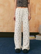 Bow Lace Trim Straight - Leg Pants - COPPING THREADS - CHICISLAND