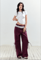 Bow Pockets Low - Rise Lace Trim Cargo Pants - COPPING THREADS - AGAM