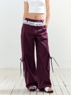 Bow Pockets Low - Rise Lace Trim Cargo Pants - COPPING THREADS - AGAM