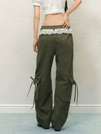 Bow Pockets Low - Rise Lace Trim Cargo Pants - COPPING THREADS - AGAM
