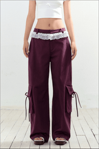 Bow Pockets Low - Rise Lace Trim Cargo Pants - COPPING THREADS - AGAM