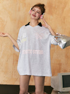 Bow Print Drop Shoulder Polo Collar Tee - COPPING THREADS - CHICISLAND