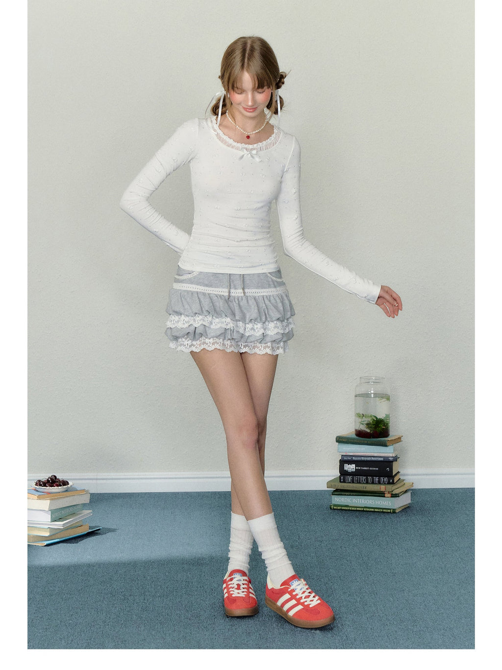 Bow Puff Print Long Sleeve Tee - COPPING THREADS - AYF