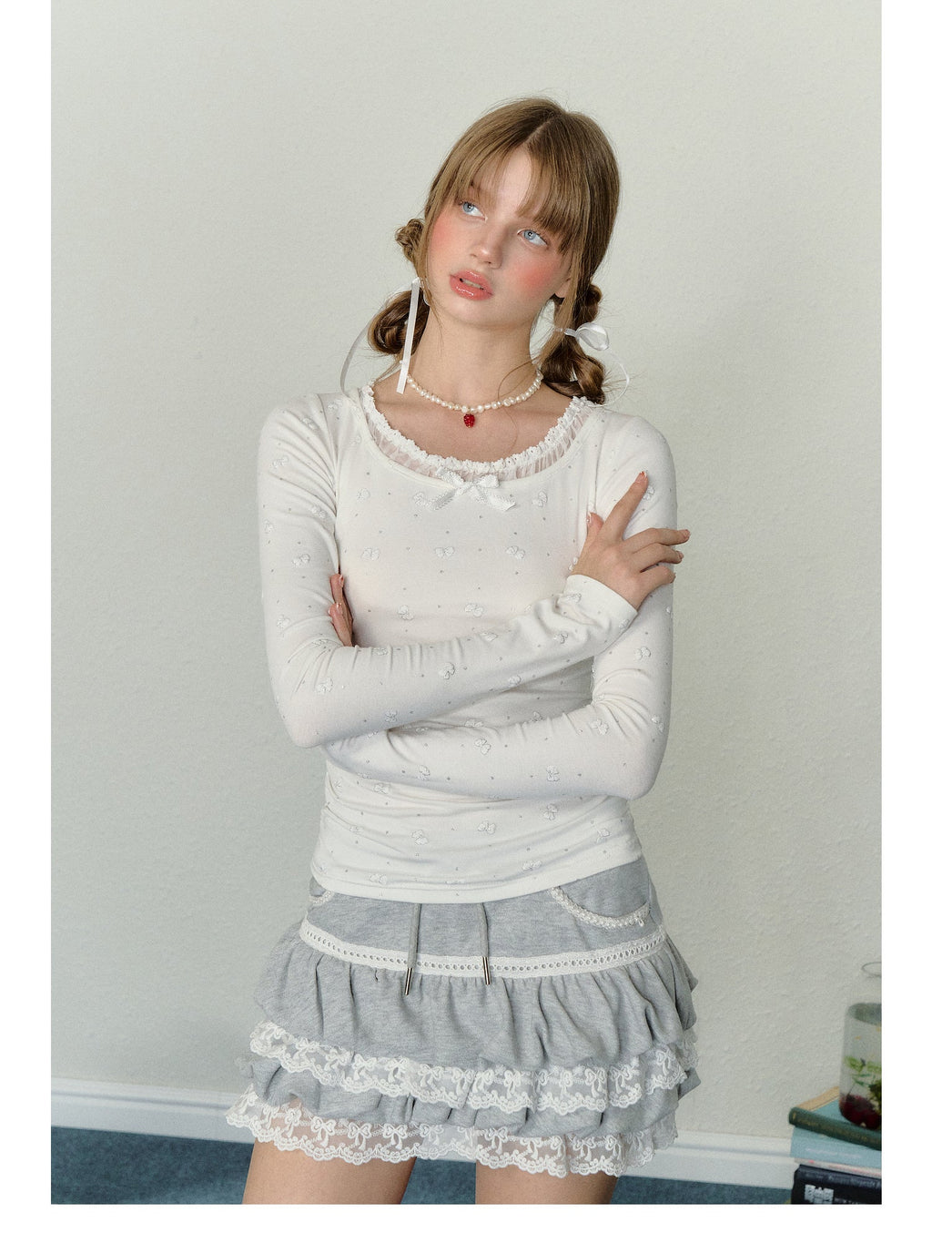 Bow Puff Print Long Sleeve Tee - COPPING THREADS - AYF