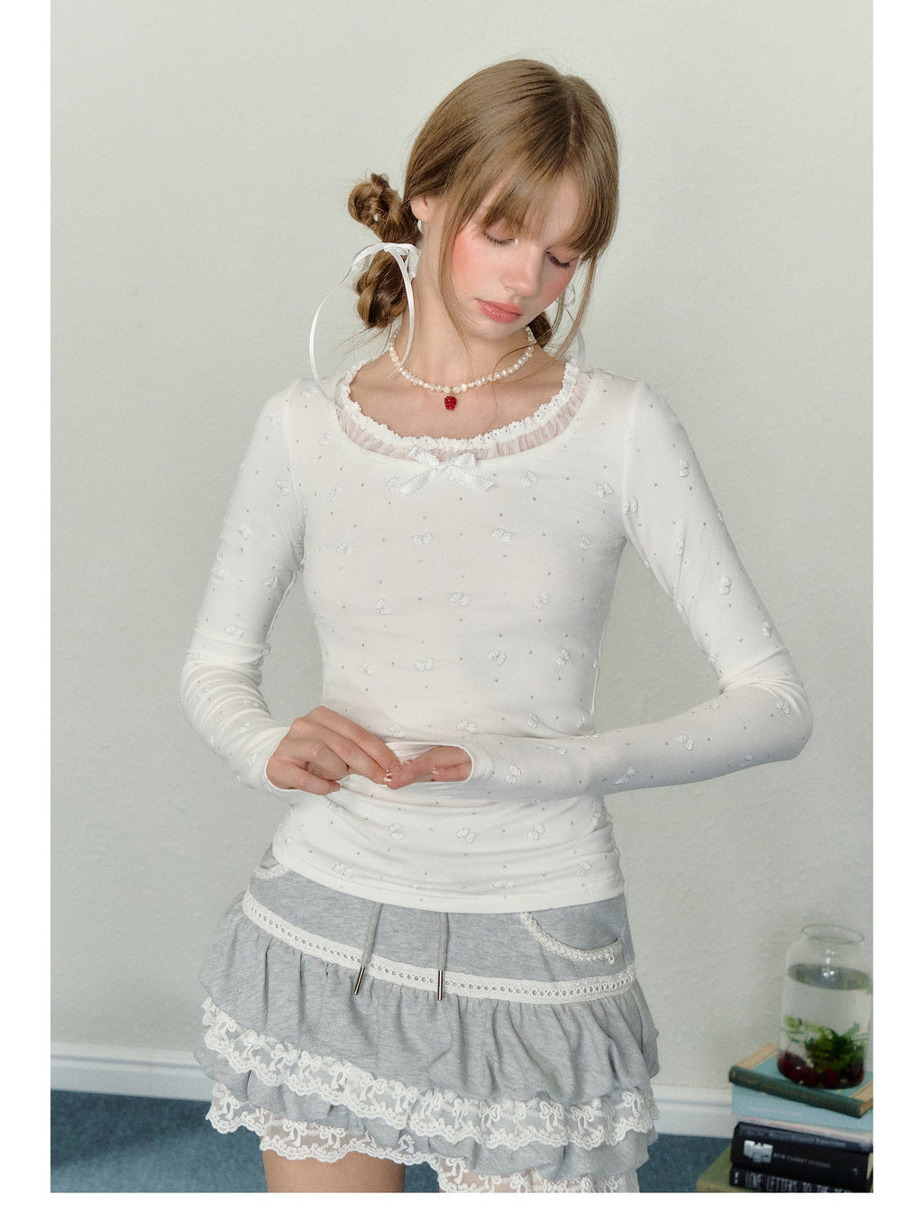 Bow Puff Print Long Sleeve Tee - COPPING THREADS - AYF