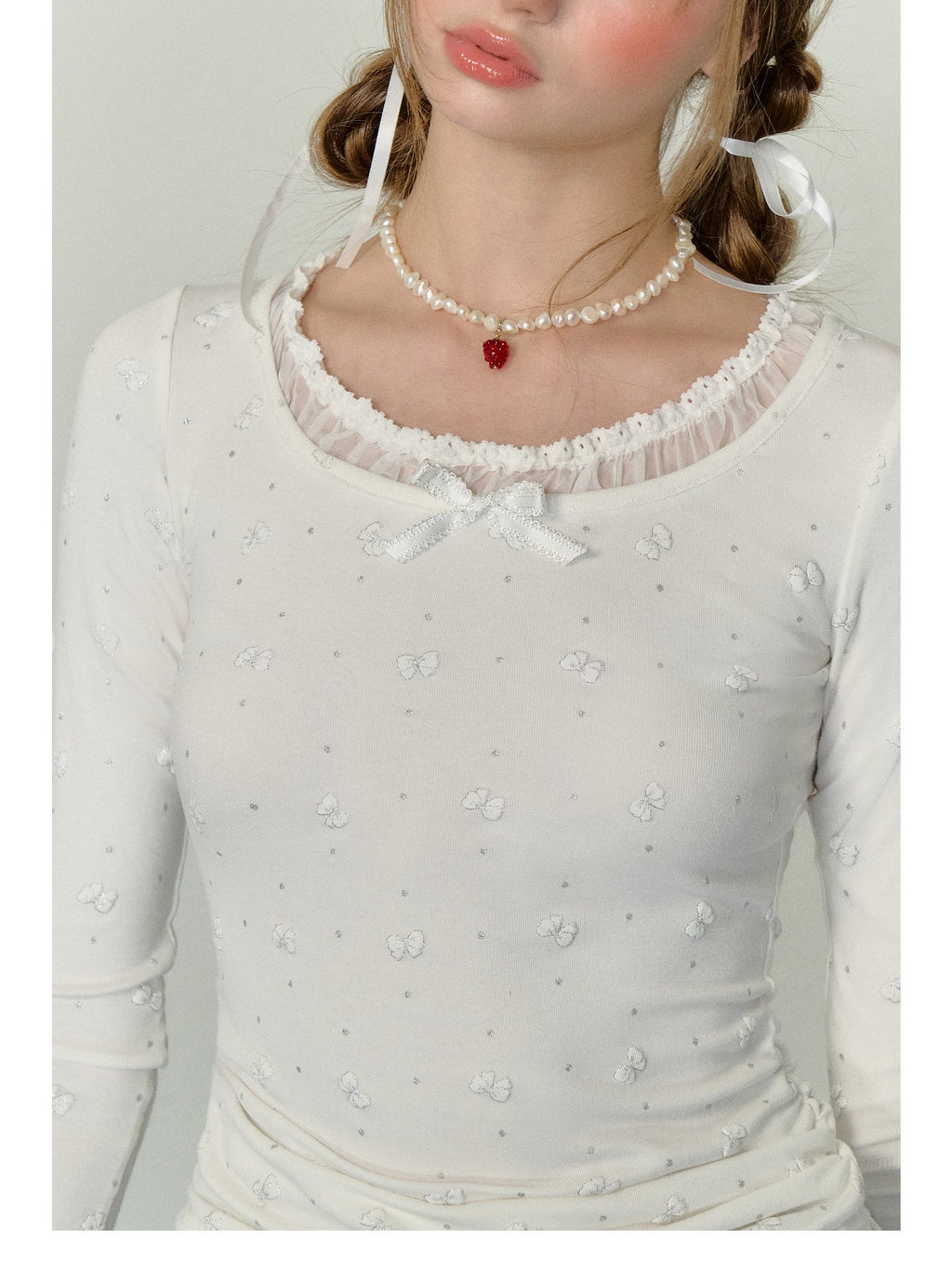 Bow Puff Print Long Sleeve Tee - COPPING THREADS - AYF