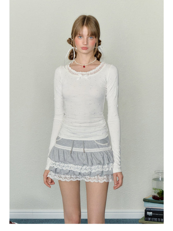 Bow Puff Print Long Sleeve Tee - COPPING THREADS - AYF