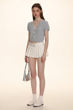 Bow Ribbon Knitted Short Sleeve Cardigan - COPPING THREADS - MOROMORO