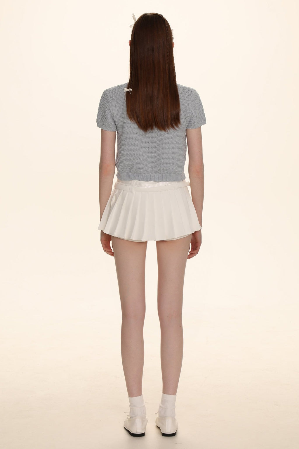 Bow Ribbon Knitted Short Sleeve Cardigan - COPPING THREADS - MOROMORO