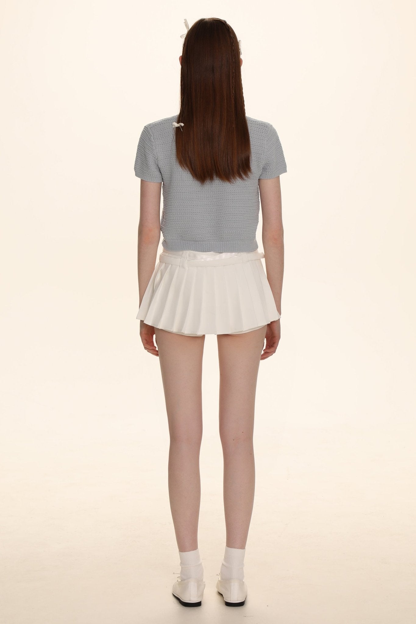 Bow Ribbon Knitted Short Sleeve Cardigan - COPPING THREADS - MOROMORO