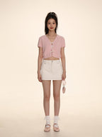 Bow Ribbon Knitted Short Sleeve Cardigan - COPPING THREADS - MOROMORO