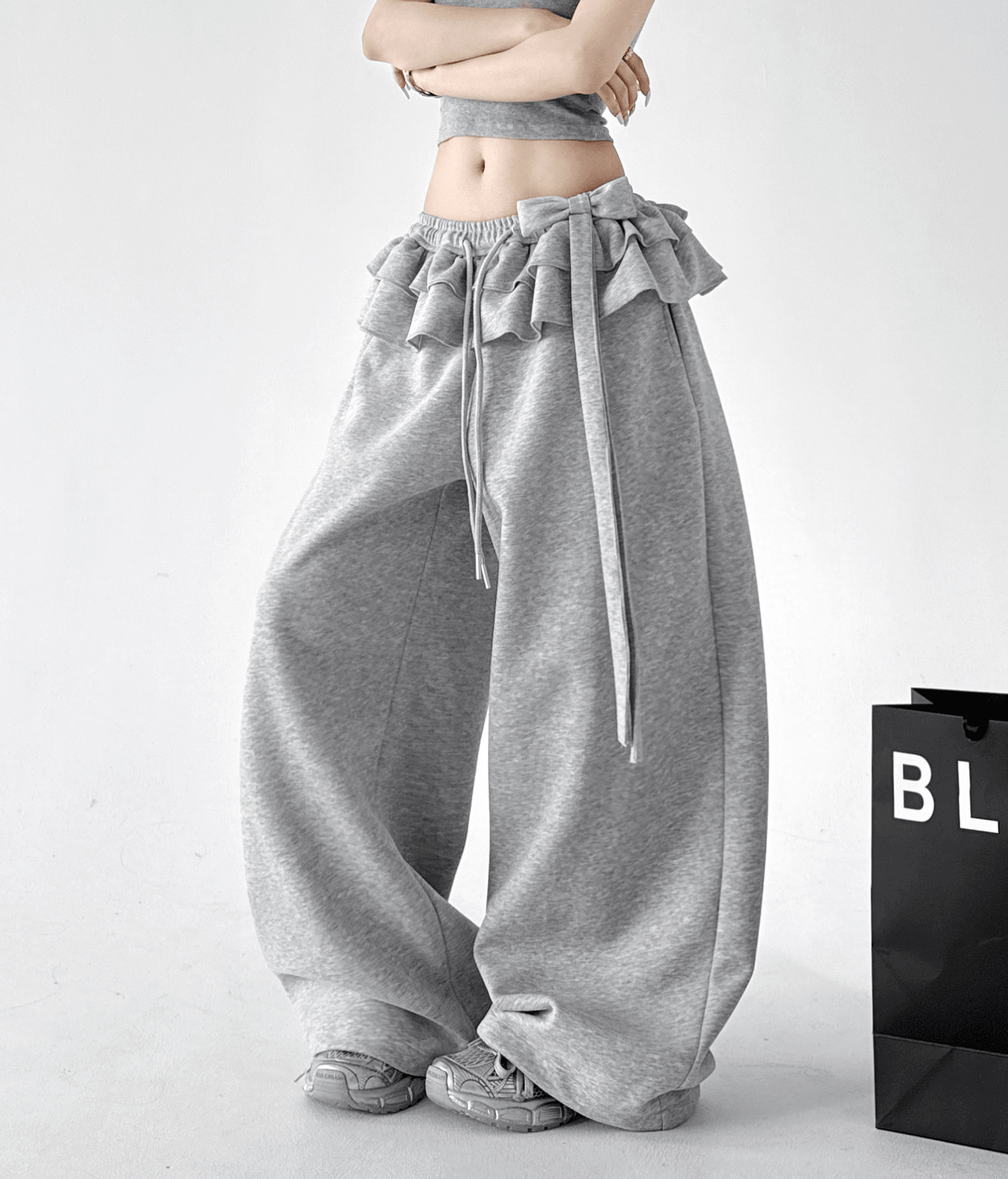 Bow Ruffle Waist Wide - Leg Sweatpants - CT6670 - COPPING THREADS - CT Select